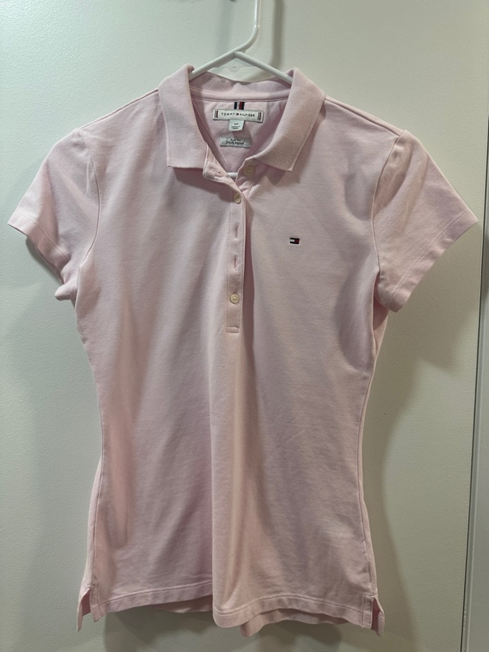 Tommy Hilfiger Baby Pink Polo Button-Down Top